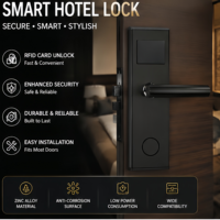 Cerradura Electrónica Inteligente RF para Hotel con Tarjeta RFID, Acero Inoxidable Moderno Pulido, Duradero, Anti-Robo, Software Gratuito, Fácil Instalación