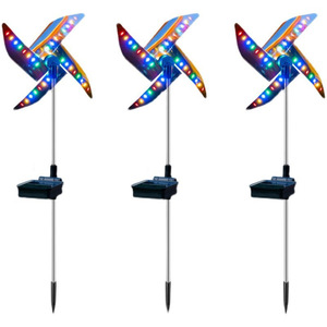 Lampe à piquet LED solaire à énergie solaire, ornements de moulin à vent à changement de couleur pour la décoration extérieure de jardin, pelouse et cour - Product Image 1