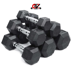 CZFIT Top Quality Cheap Hex <b>Dumbbells</b> Stable Placement and Rubber Coated Cast Iron <b>Dumbbells</b> for Gym Fitness - Product Image 1
