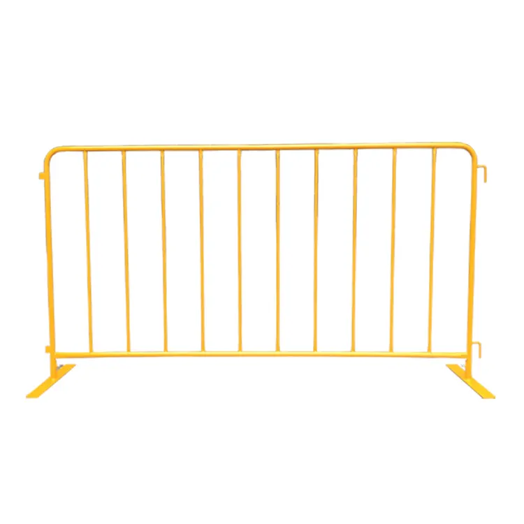 Barrière de contrôle chantée sécurité routière pied plat jaune 2200mm clôtures revêtement en poudre barrière en acier