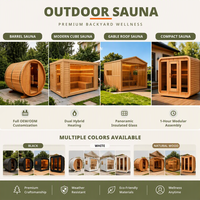 Kaca panorama merah Cedar halaman belakang taman mewah 2 4 Orang kayu ditembakan jauh inframerah rumah Villa luar ruangan  Sauna