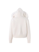 2026 Cardigan long pour femme, uni, ample, à col en fourrure, à capuche, en tricot crocheté, avec fermeture éclair