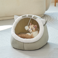 Lit pour chat semi-fermé, tendance sur internet, pour toutes les saisons, lavable et chaud pour l'hiver