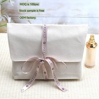 Tas kantong amplop katun organik kustom untuk pakaian tas kemasan hadiah dengan pita cetak Logo kantong kanvas kantong debu kosmetik