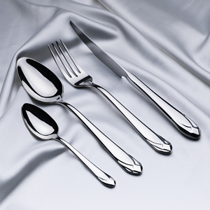 Ensemble de couverts modernes en acier inoxydable 304, forme diamant, qualité hôtelière 5 étoiles, écologiques, compatibles lave-vaisselle, fourchette - Product Image 1