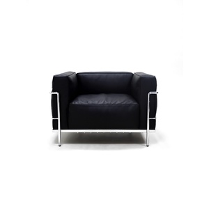 Poltrona di Lusso Singola <span class=keywords><strong>in</strong></span> <span class=keywords><strong>Pelle</strong></span> <span class=keywords><strong>Nera</strong></span> con Struttura <span class=keywords><strong>in</strong></span> Acciaio Cromato, Design Minimalista, Sedia d'Accento per Arredamento Casa - Product Image 1