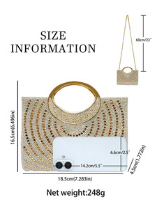 New Cross-border Ring <b>Clutch</b> Evening Daily Use Bag Shiny Chain Magnetic Buckle Polyester Women's Handbag Tanjing - Product Image 5