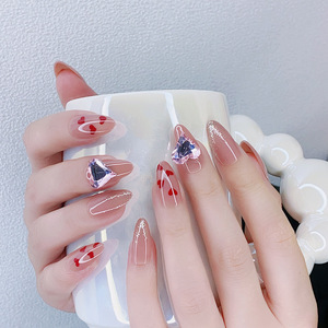 Faux ongles à presser minimalistes transparents effet glace, dégradé crème poudré nude, style French, très demandés, amovibles - Product Image 6