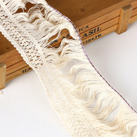 Franges en dentelle à nœuds écologiques vintage de 12 cm de large en coton/polyester pour nappes, rideaux et chaussures DIY