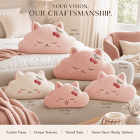 Coussin en peluche personnalisé, Chat Nuage Cerise, Animal en peluche, Jouet doux, Mascotte, OEM ODM, Décoration d'intérieur, Cadeau, Fabricant, Vente en gros, Usine