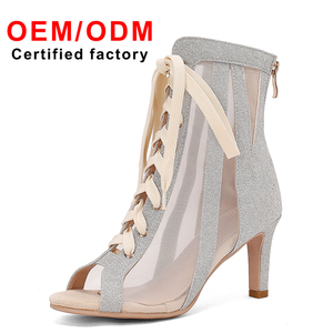 Nova Chegada das mulheres Lace-Up Stilettos Primavera Verão Oco Apontado Sandálias Tamanho Grande Dança Jazz Salto Alto Botas Curtas - Product Image 3