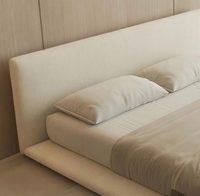 Lit en tissu de luxe léger, lit plateforme Tatami pour chambre principale, lit design style crème, lit au sol de style japonais pour la maison, lit de mariage