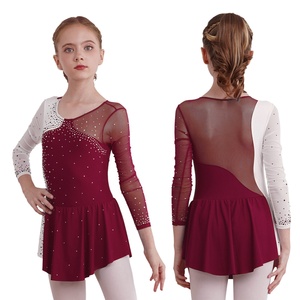 6-16 Kids <b>Performance</b> Stage Dance <b>Wear</b> Costume Stylish Clothing Long Sleeve Rhinestone Skating Girls Dance Dress - Product Image 5
