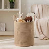 Panier de rangement rond en corde de jute et coton tressé avec poignées, 15 po de diamètre x 20 po de hauteur, organisateur de linge, vente en gros