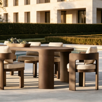 Ensemble de table et chaises de salle à manger d'extérieur en aluminium de luxe - Imperméable et résistant aux UV pour la cour et la plage