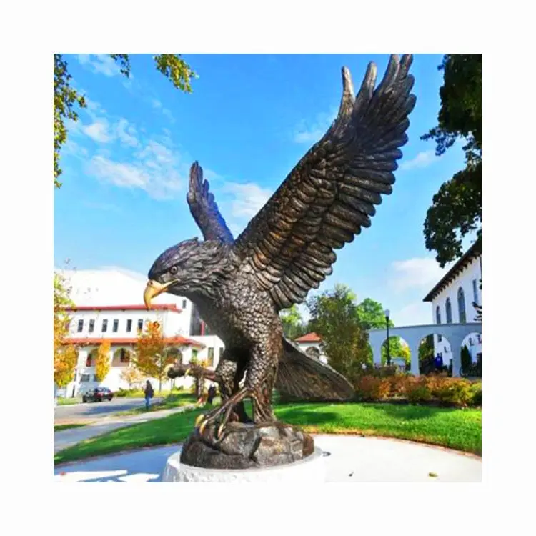 Садовый декор, литье, резьба, большая металлическая статуя летающего орла, Бронзовая Статуя Hawk