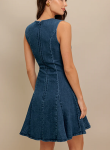 MOD Eco-Friendly Denim <span class=keywords><strong>Darling</strong></span> Mini Cremalleras Lindo Elegante Imperio Sólido Sin Cuello Lavable Antiestático Club Día Primavera Otoño - Product Image 2