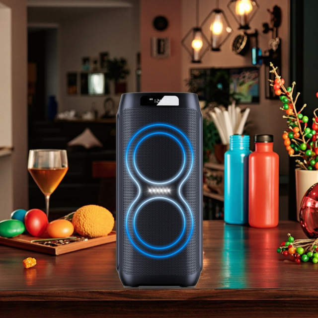 Professional Party Speaker with Rechargeable Battery Remote Control Woofer LED RGB Light for Home Stage Outdoor Parties