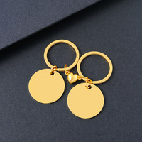 Porte-clés en acier inoxydable pour couple, pendentif circulaire magnétique, logo gravé au laser, matériau vierge pour impression, cadeau de vacances, gravure