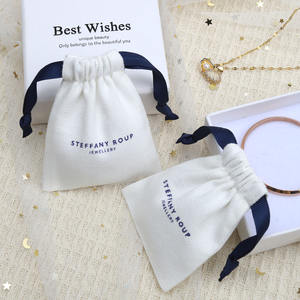 Pochette de rangement pour cadeau de bijoux en coton <span class=keywords><strong>Martin</strong></span> imprimé de logo personnalisé Sac à poussière d'emballage de bijoux en coton <span class=keywords><strong>Martin</strong></span> écologique avec cordon - Product Image 3