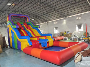 Tobogán Acuático Inflable Comercial Personalizado con Trampolín y <span class=keywords><strong>Piscina</strong></span> para Fiestas, PVC 7x3.3m, Personalizable - Product Image 2