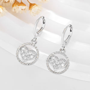 2025 haute qualité Fine ronde pêche coeur pendentif 14k cuivre plaqué or incrusté Zircon tenue quotidienne boucles d'oreilles en laiton bijoux pour femmes - Product Image 2