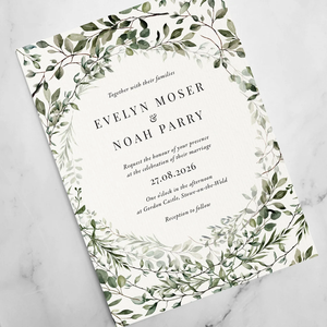 Modèle imprimable <span class=keywords><strong>d</strong></span>'invitation de mariage monogramme, suite <span class=keywords><strong>d</strong></span>'invitation de mariage simple avec code QR, invitation élégante Rsvp - Product Image 5