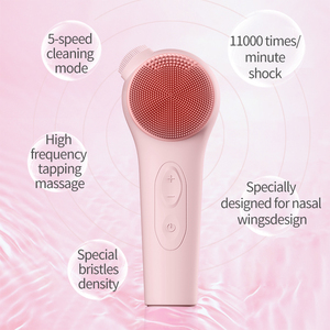<span class=keywords><strong>Brosse</strong></span> <span class=keywords><strong>nettoyante</strong></span> faciale électrique portable en silicone étanche avec vibration pour un nettoyage en profondeur des pores et une exfoliation pour les soins de la peau - Product Image 4