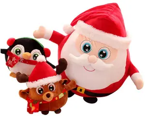 China Factory Custom Creative Cute Soft Christmas Made Stuffed Plush deer penguin Best X-max Gifts For Kids