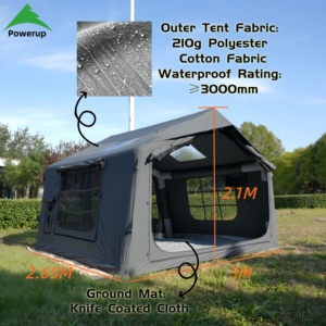 Tente de glamping gonflable en polycoton gris de 8 m² avec double porte AB, lanterneau en TPU, abri familial imperméable pour l'extérieur - Product Image 2