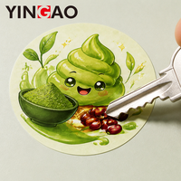 Étiquette personnalisée pour thé vert matcha, autocollant adhésif en vinyle durable, écologique et imperméable, en rouleau, pour gobelets de crème glacée et desserts
