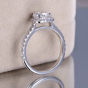 Anillo de Compromiso Messi Jewelry PT950 con Diamante de Laboratorio de 1.02CT E VVS1, Anillo de Halo, Anillo de Bodas, Anillo de Regalo Clásico con Diamantes - Product Image 3