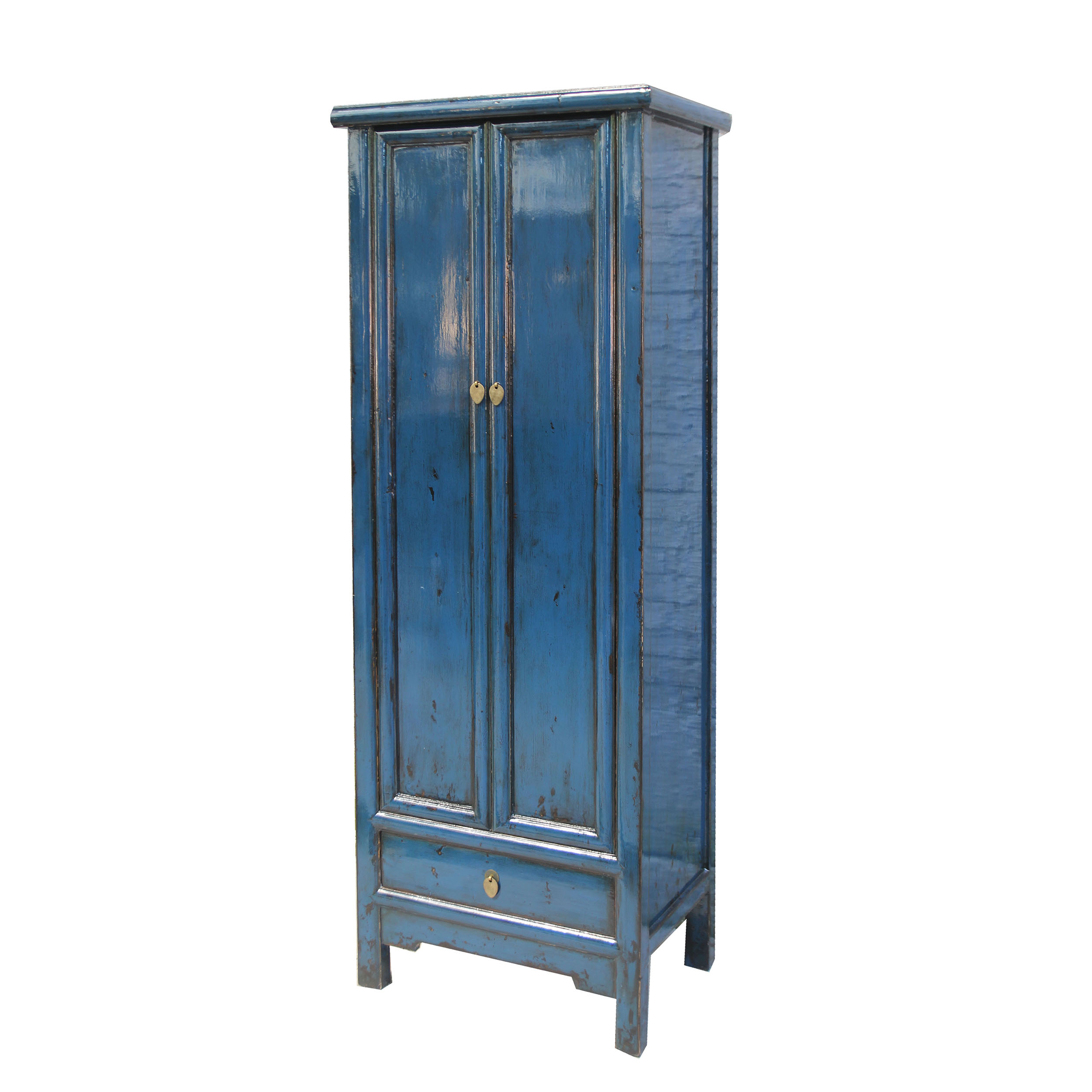 Popular selling Chinese recycled high glossy vintage furniture distressed wedding cabinet in dark blue