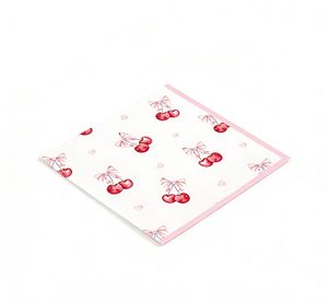 Juego de Platos de Papel para Fiesta de Cumpleaños Infantiles con Diseño Personalizado de Cerezas Rosas - Product Image 6