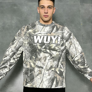 Camisetas de Manga Larga con Estampado de Camuflaje Personalizadas para Hombre, Ropa Urbana, Camisetas Gráficas de Algodón Oversize con Impresión DTG, Proveedor Mayorista - Product Image 1
