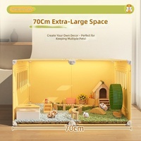 Cage pour hamster anti-évasion extra-large 70 cm, maison de style villa de luxe, boîte d'élevage panoramique transparente