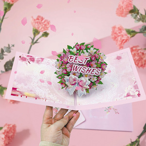 การ์ดอวยพร 3 มิติ งานแฮนด์เมด สำหรับงานแต่งงาน วันเกิด วันวาเลนไทน์ สไตล์รัก พร้อมซองและกระดาษโน้ต - Product Image 1