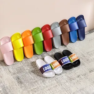 Sandales et pantoufles en PVC de couleur unie pour hommes et femmes, logo imprimé personnalisé, neutre, à la mode