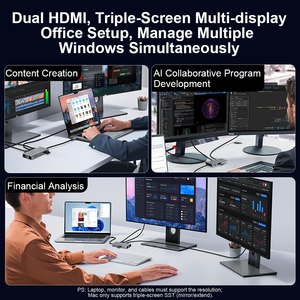 Ult-đoàn kết 10 trong 1 Docking Station Ba hiển thị USB Loại C HUB với HDMI/DP/Loại C/USB tùy chọn - Product Image 6