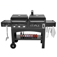 Barbecue d'extérieur au charbon de bois et au gaz, barbecue combiné, barbecue familial américain, machine à barbecue de cour, barbecue à gaz et à charbon à double usage