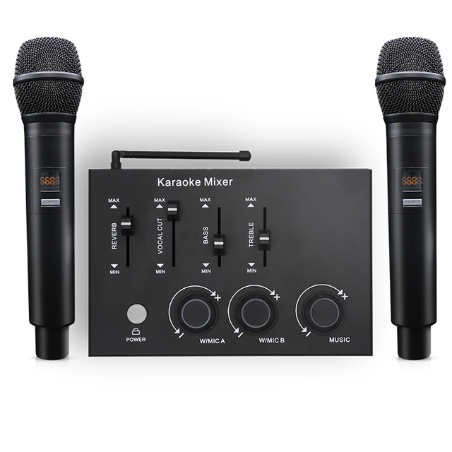 DSP Sound Effects Karaoke Wireless Microphone Audio Mixer Receiver BT Connect Mic Mobile Phone Tablet PC for Home KTV Sing Party