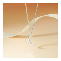 Classique Vente Chaude 925 Bijoux Minimalistes En Argent Plaqué Or Croissant De Lune Phase Pendentif Collier Unisexe
