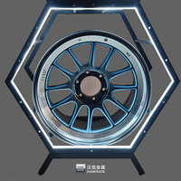 Nouveau support de jante hexagonal lumineux en acier avec écran LED, support de présentation avec revêtement en poudre, moyeu de roue lumineux