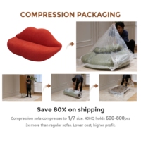 Sofá Seccional Moderno y Elegante con Forma de Labios Rojos, Tapizado en Tela, de Dos Plazas, Estilo Nórdico Europeo, Relleno de Esponja de Alta Densidad, para Sala de Estar