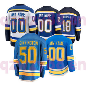 St. Louis Blues Jersey hoki es bordir kustom #50 Binnington #25 kemeja seragam olahraga 100% poliester cetak nama tim - Product Image 1