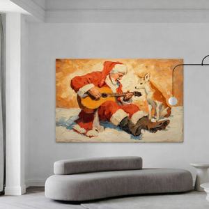 Arte Festivo de Invierno, Lienzo Texturizado de Santa Claus, Arte Mural Realista con Textura 3D en Lienzo, Pintura Decorativa Hecha a Mano - Product Image 4