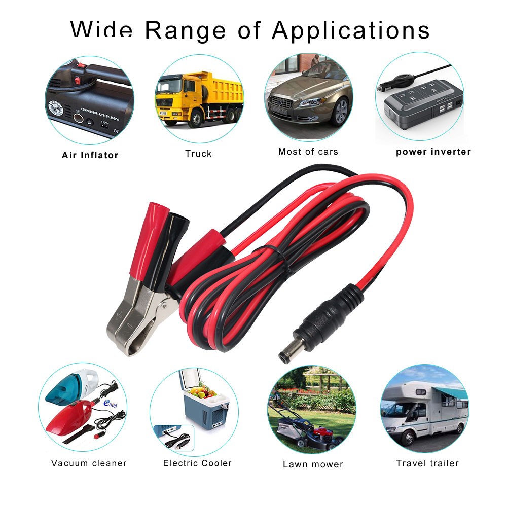 Cble d'extension d'alimentation pour cigarette lectronique, rouge et  noir, batterie 12V, pince crocodile alligator| Alibaba.com