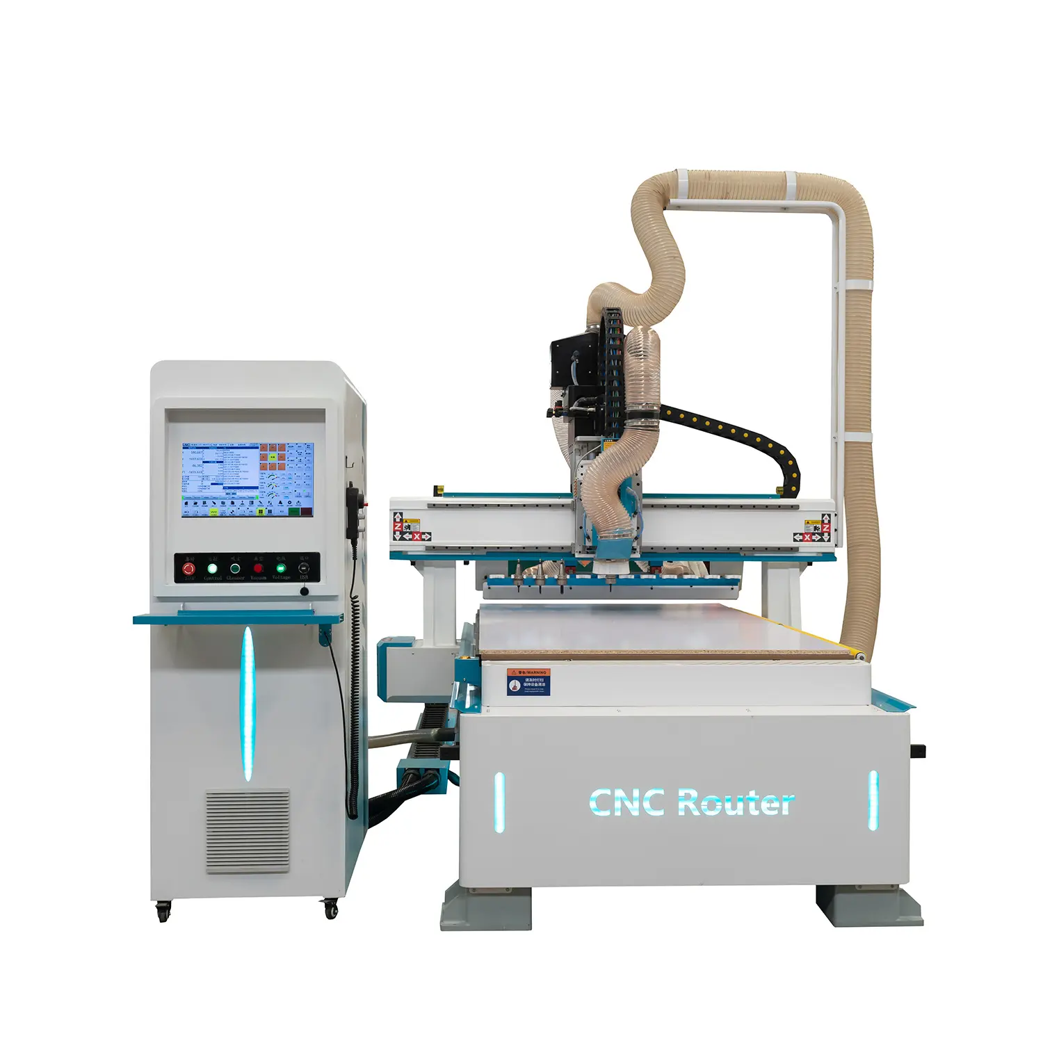 Enrutador de madera CNC de anidamiento ATC lineal 1325 con carga y descarga automática de perforación para la producción de muebles de madera