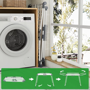 Séchoir à <span class=keywords><strong>linge</strong></span> pliant autoportant en métal, type aile, avec pinces à chaussettes, gain de place, portable pour intérieur et balcon - Product Image 3