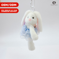 Porte-clés Lapin aux Oreilles Tombantes en Dentelle Bleue Lolita, Pendentif de Sac en Peluche, Prise en Charge de la Personnalisation